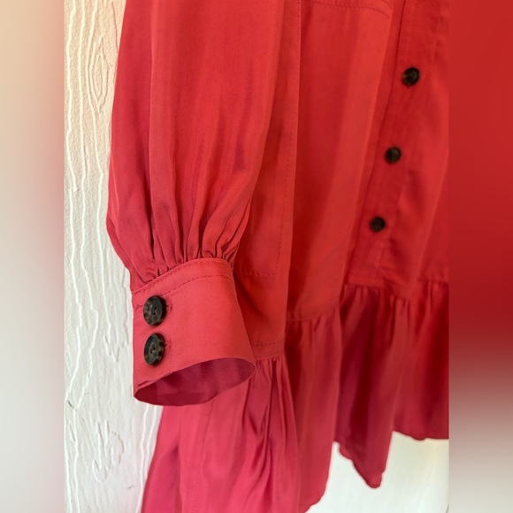 Banana Republic Pink Button Flounce Hem Mini Oversized Loose Fit Tunic Dress - Picture 7 of 16